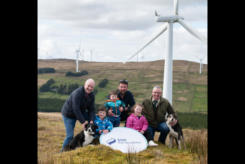 L R Seamus Herron SSE; James Mccloskey Age 4; Oliver Mccloskey Age 2; James Mccloskey Championship Sheep Dog Handler; Ava Mccloskey Age 5 And James Mcgee Chair Of T